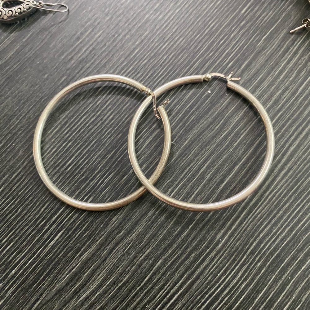 Classic sterling Silver big Hoop Earrings - Women Jewelry
